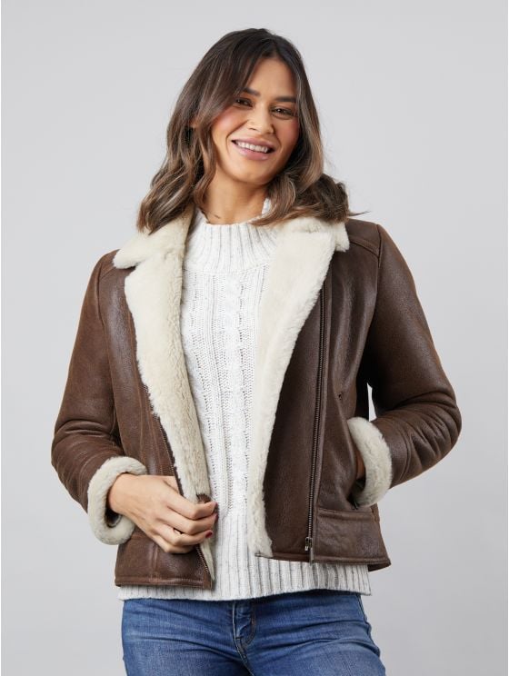 Lindeth Sheepskin Aviator Jacket