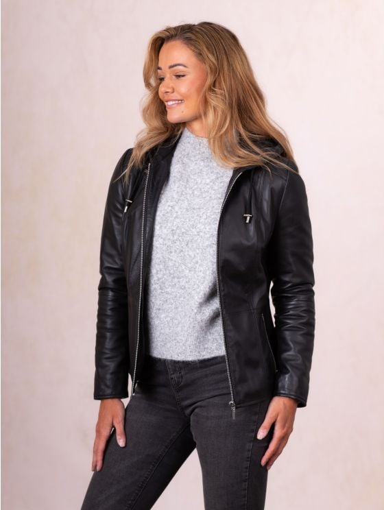 Abbeyville II Hooded Leather Jacket