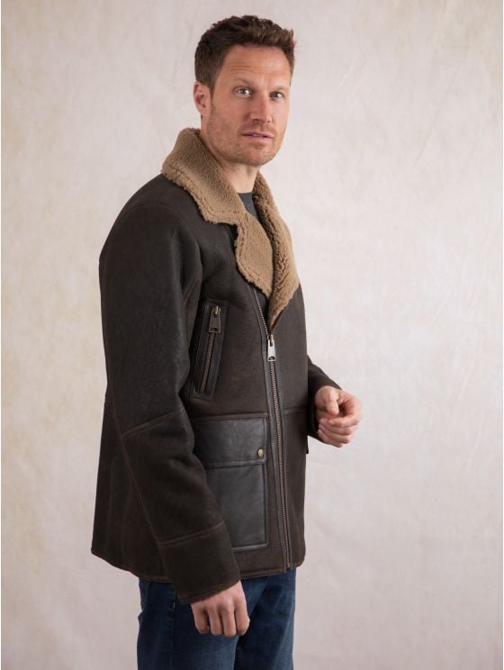 Britannia Asymmetric Zip Sheepskin Coat