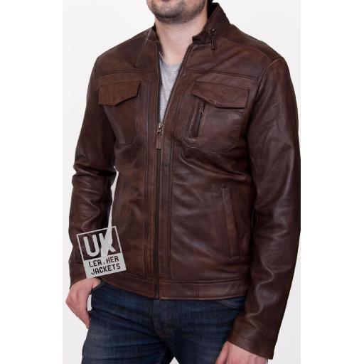 Men's Vintage Brown Leather Jacket - Beck
