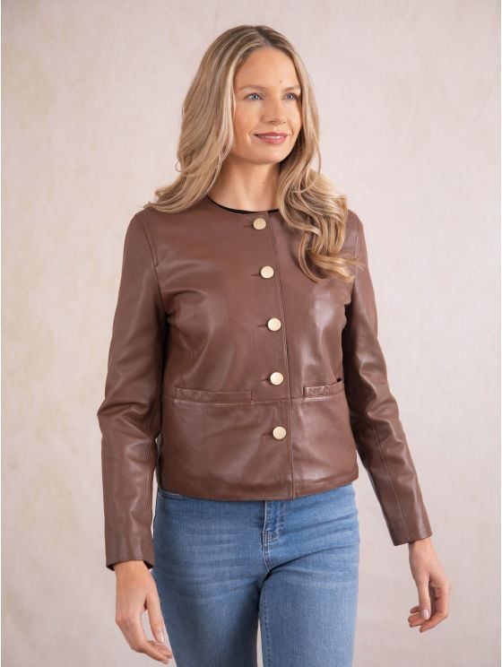 Lindal Button Down Leather Jacket