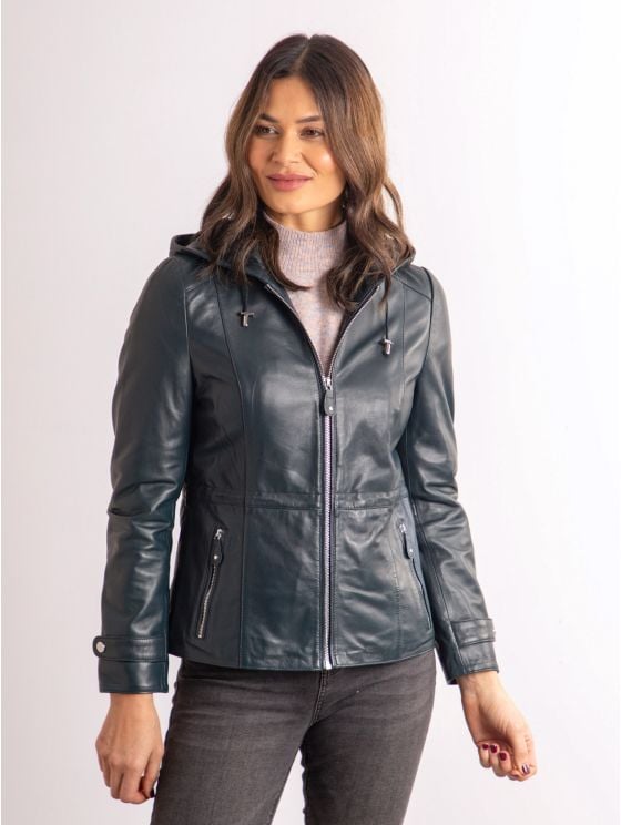 Ambleville Hooded Leather Jacket