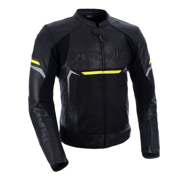 ARMR Raiden 3.0 Leather Jacket - Black/Fluo Yellow | PURE LEATHER JACKET