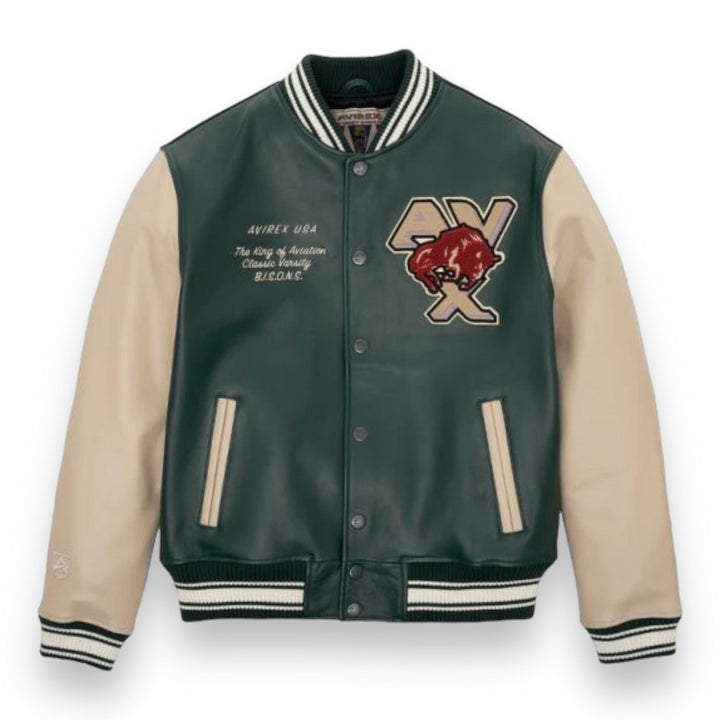 Avirex Bisons Varsity Jacket Hunter - Rare Leather