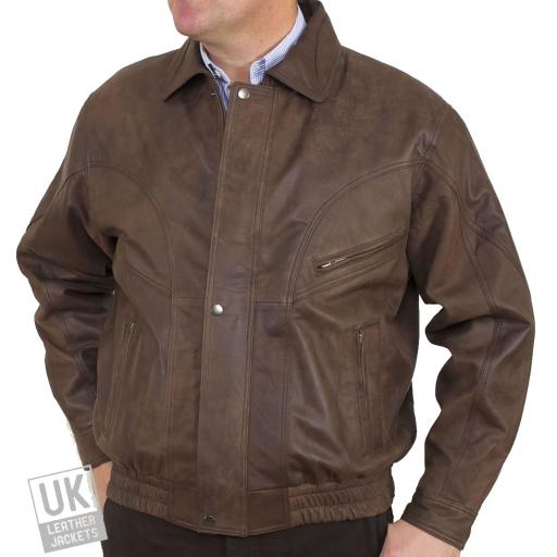 Men's Brown Nubuck Leather Jacket - Magnum