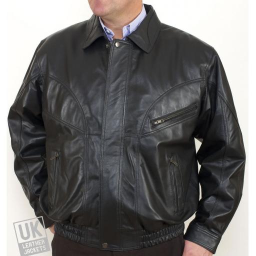 Men's Black Leather Jacket - Magnum