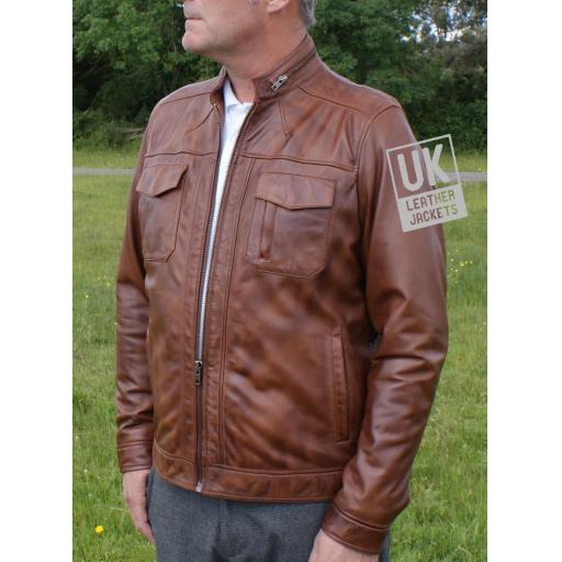 Men's Vintage Tan Leather Jacket - Becks