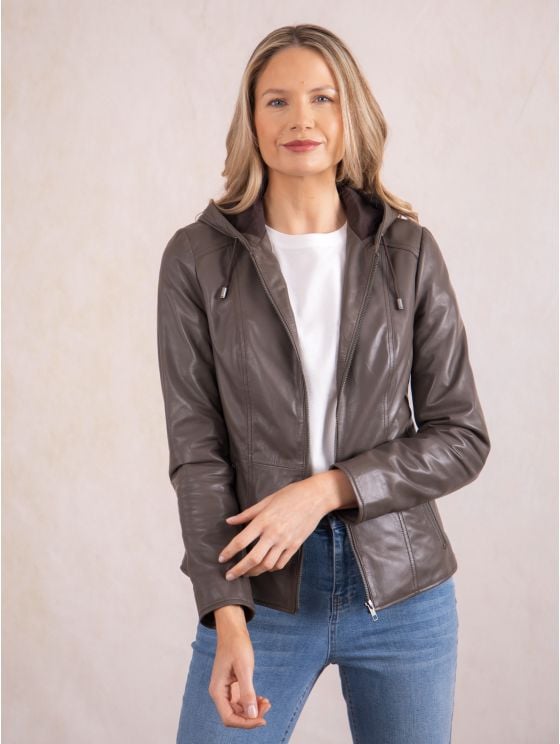 Abbeyville Hooded Leather Jacket