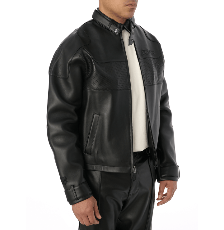 BLACK - OUT RACING JACKET - Rare Leather