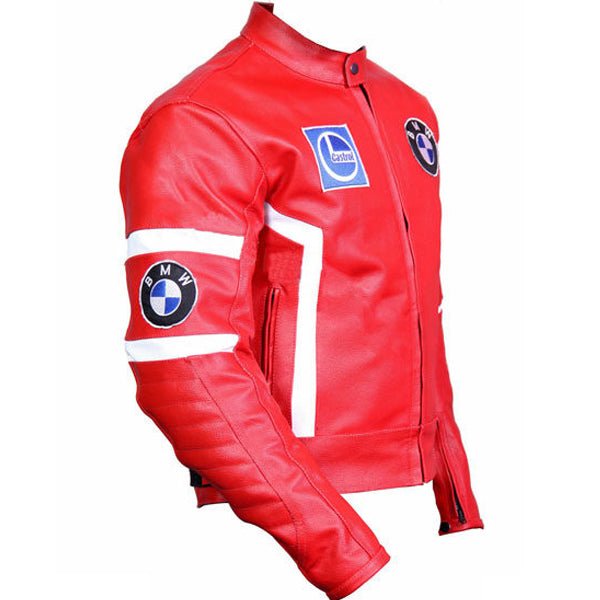 BMW Red Racing Leather Motorcycle Jacket - Rare Leather