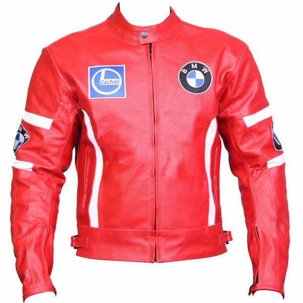 BMW Red Racing Leather Motorcycle Jacket - Rare Leather