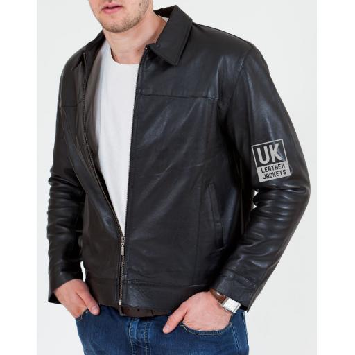 Men's Leather Jacket - Harrington - Semi Fitted - Vintage Brown only