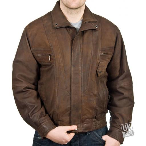 Men's Brown Nubuck Leather Jacket - DeNiro