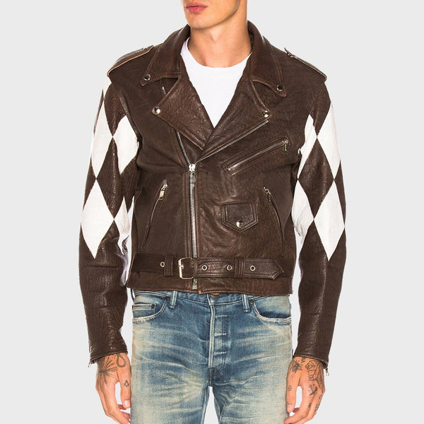 Color Block Lambskin Moto Leather Jacket - Rare Leather