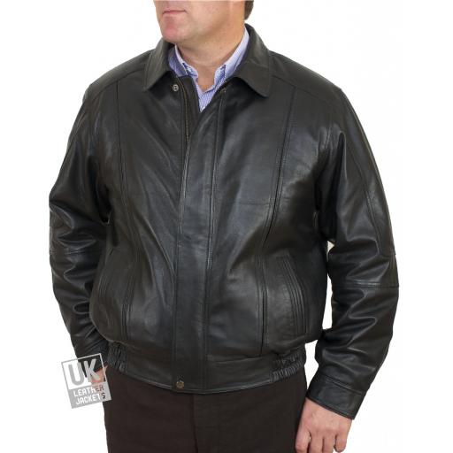 Men's Black Leather Jacket - Hudson