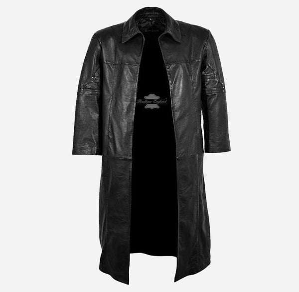 The Dark Tower Roland Deschain Long Leather Coat Black Overcoat
