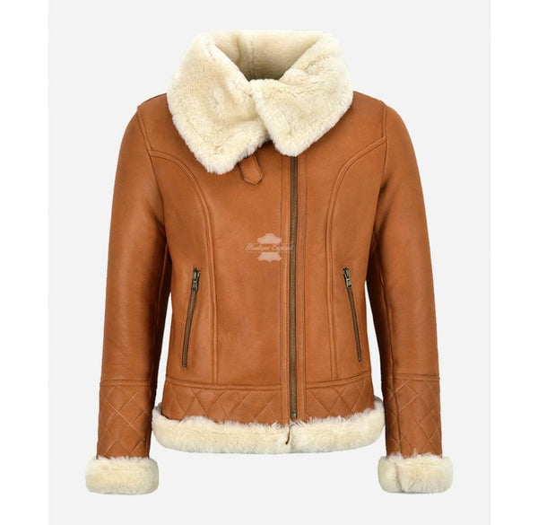 Women's Luxury Shearling Jacket Classic B3 Sheepskin Bomber