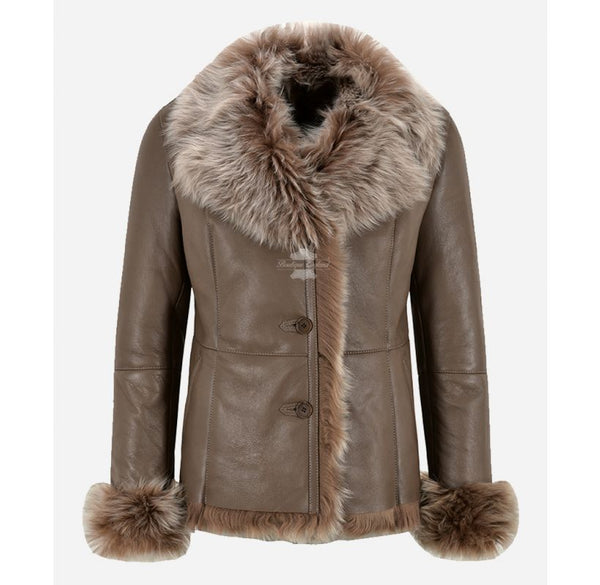 ELSIE TOSCANA SHEEPSKIN JACKET WITH NATURAL TOSCANA FUR WINTER JACKET