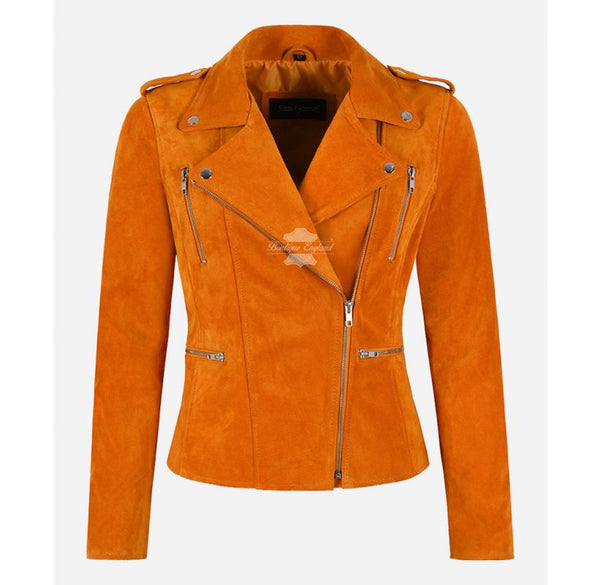 MYSTIQUE Women's Suede Biker Jacket