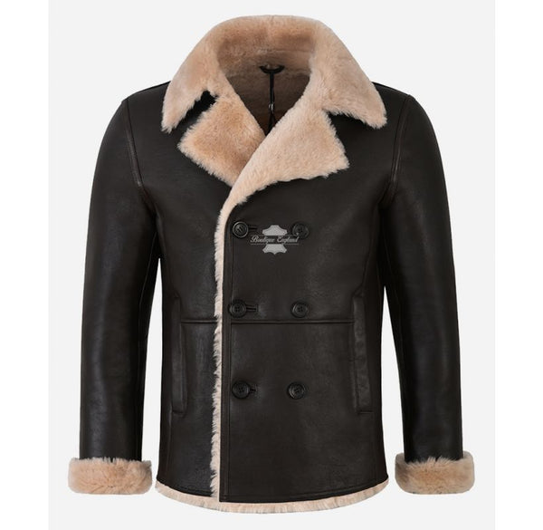 Arctic Double Breasted Sheepskin Coat Men's WW2 Shearling Classic Coat