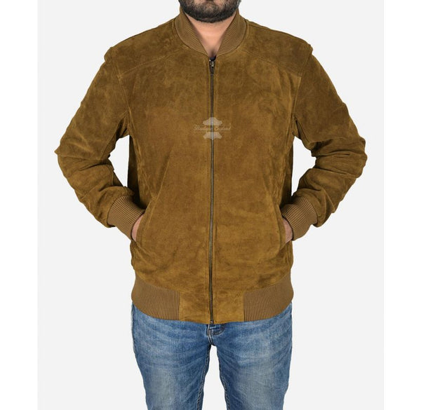 70's Classic Suede Bomber Leather Jacket Retro Flying
