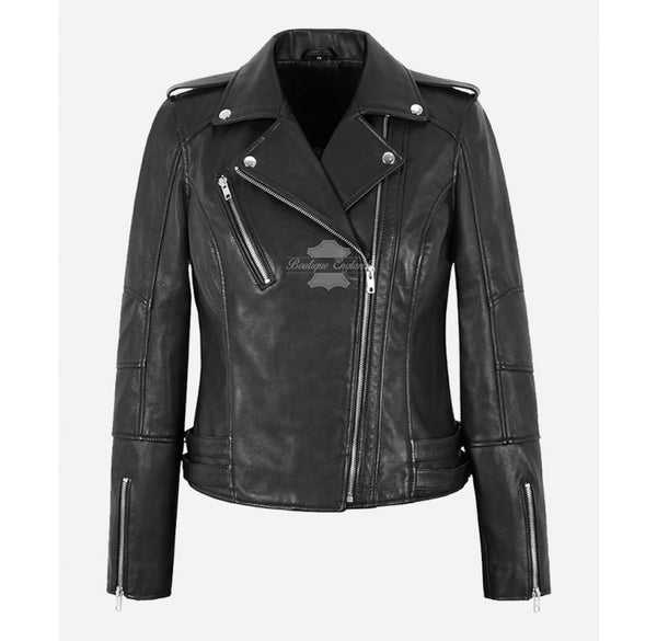 EMMA Women Leather Casual Biker Style Jacket