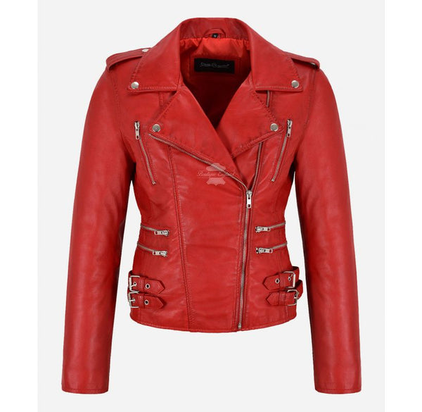 CATWALK Women's Leather Biker Jacket Casual Fitted