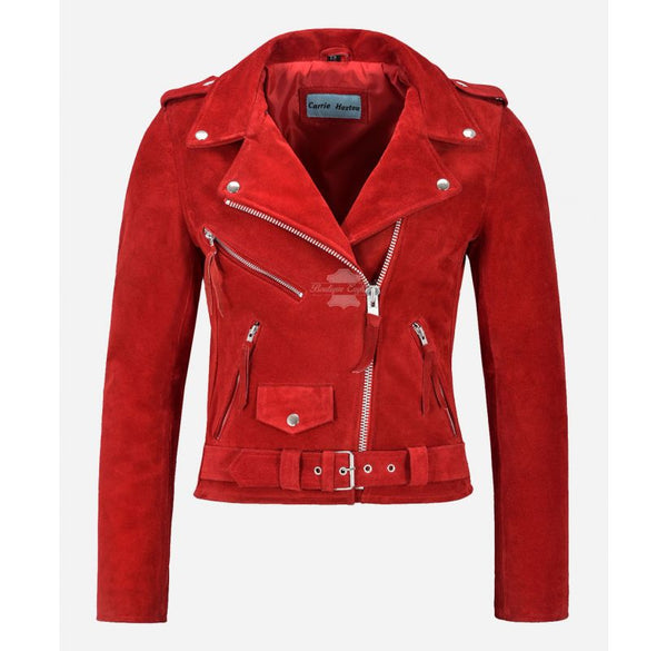 Brando Fringe Jacket Ladies Western Fringes Suede Leather Biker Jacket