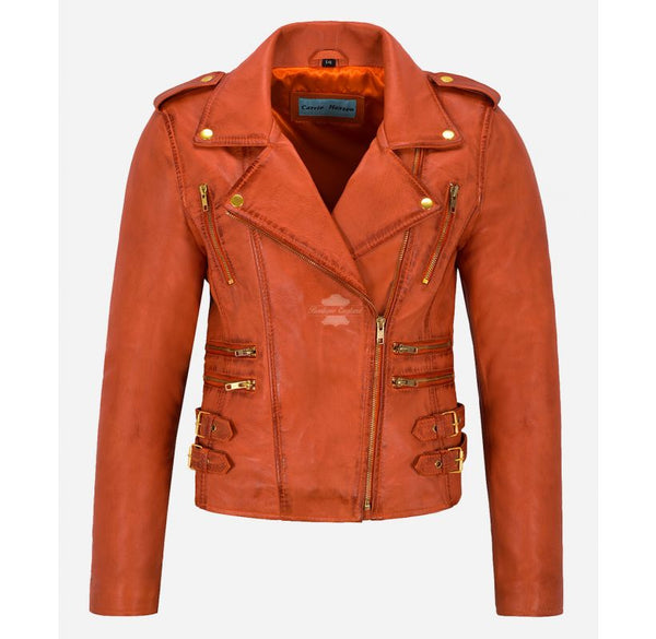 CATWALK Women's Biker Style Leather Jacket