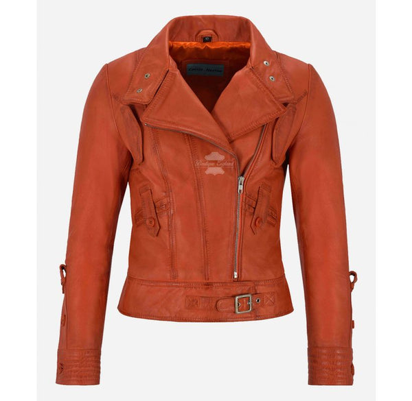 ESSENCE Women's Leather Biker Style Jacket