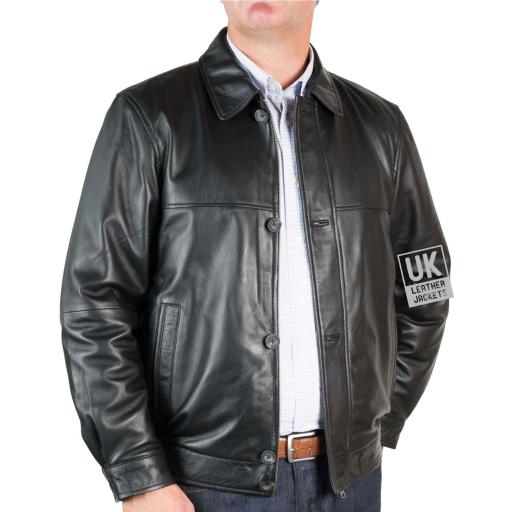 Mens Black Leather Jacket - Radford