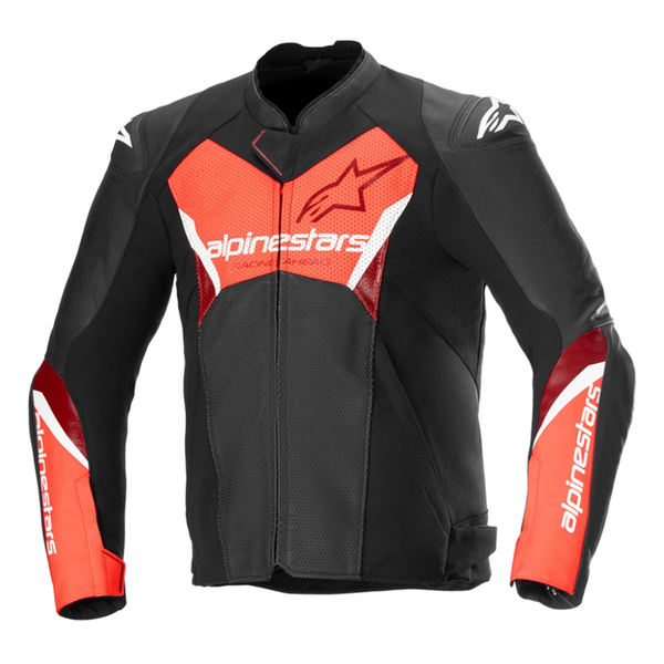 Alpinestars Faster V3 Airflow Leather Jacket - Black/Fluo Red