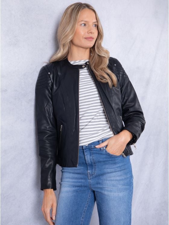 Heron Slim Fit Leather Racer Jacket