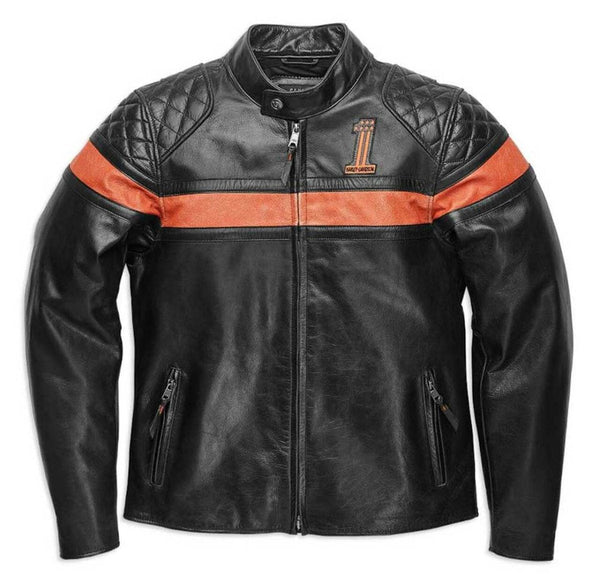 Harley - Davidson Men’s Victory Sweep Vintage Leather Jacket Black in Male | Motorcycle Outerwear for XS | Stylish Motorcycle Outerwear by OutfitTouch