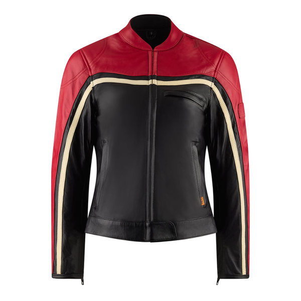 MotoGirl Hayley Leather Jacket – Red with D30® Ghost™ Protection & Vintage Design