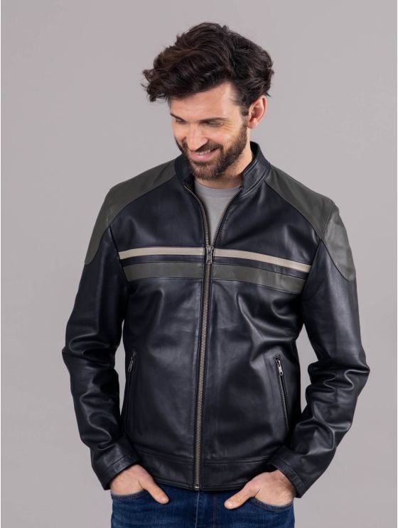 Bowcroft Contrast Stripe Leather Jacket