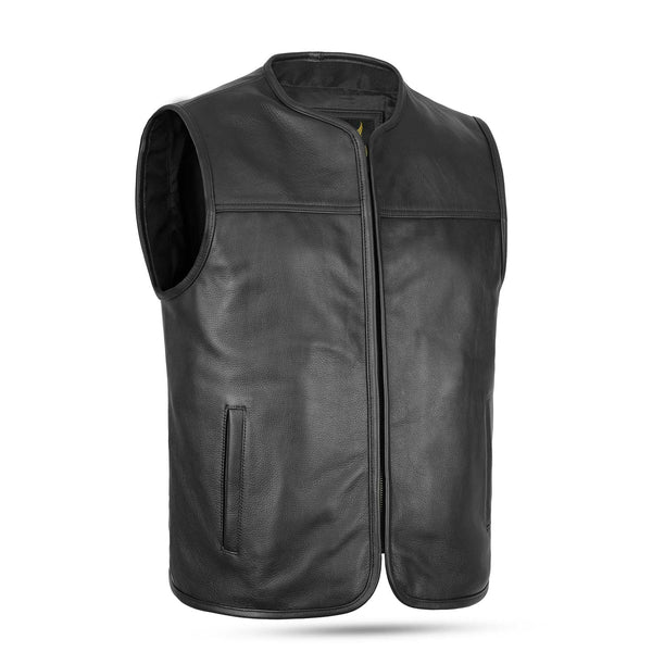 Men's Euro Style Leather Biker Waistcoat