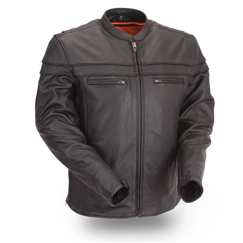 Mens Classic Leather Motorcycle Riding Jacket - Rare Leather