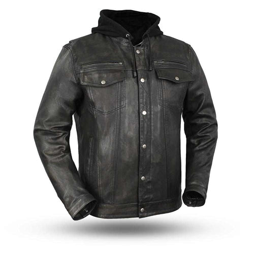 Mens Leather Denim Style Motorcycle Jacket - Rare Leather