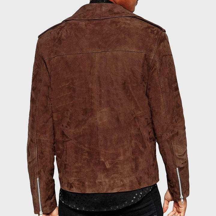 Men's Suede Asymmetric Biker Leather Jacket - Rare Leather