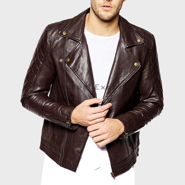 Men's Urbane Style Leather Motorcycle Jacket - Rare Leather