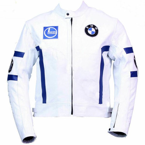 Men’s White Leather BMW Biker Jacket - Rare Leather