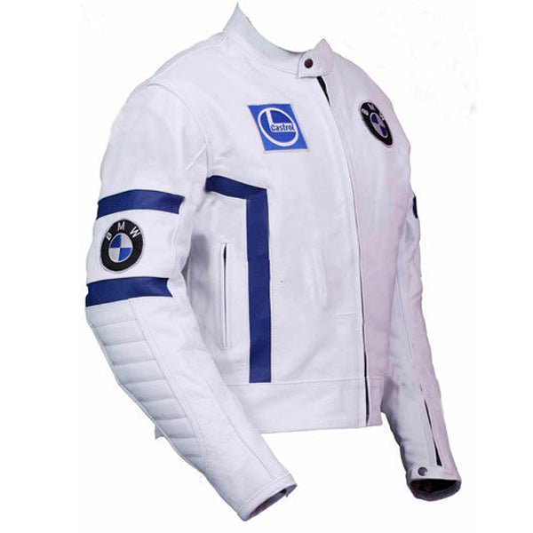 Men’s White Leather BMW Biker Jacket - Rare Leather