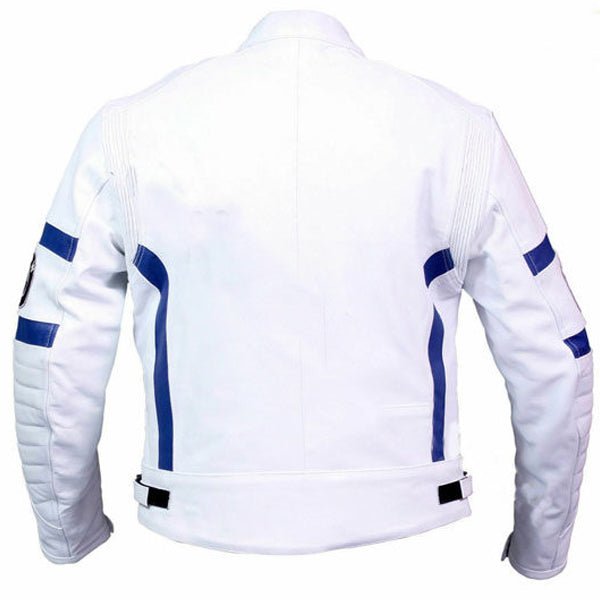 Men’s White Leather BMW Biker Jacket - Rare Leather