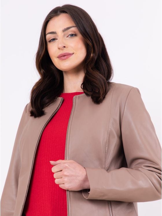 Crosby Collarless Leather Jacket