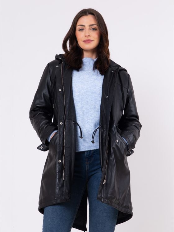Parkgate Hooded Leather Parka Coat