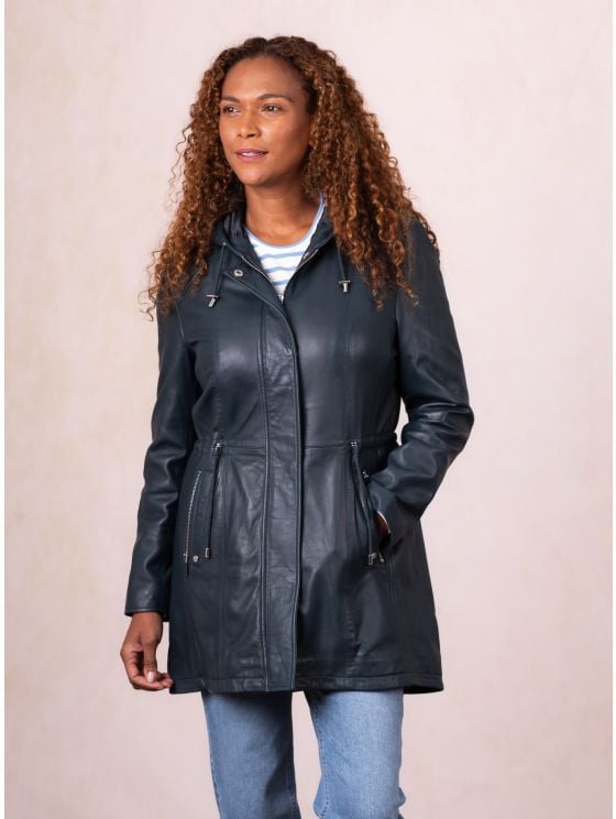 Ambleside Hooded Leather Coat