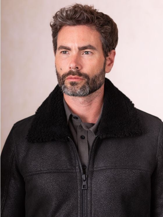 Harrier Sheepskin Flying Jacket - Black || Pure Leather Jacket