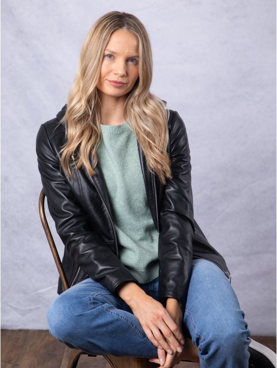 Abbeyville Hooded Leather Jacket